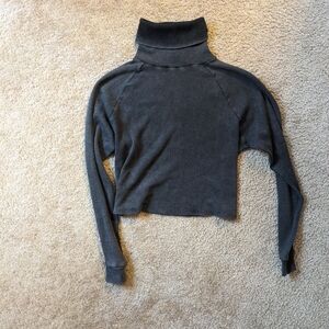 PacSun Gray Long Sleeve Ribbed Turtleneck Top